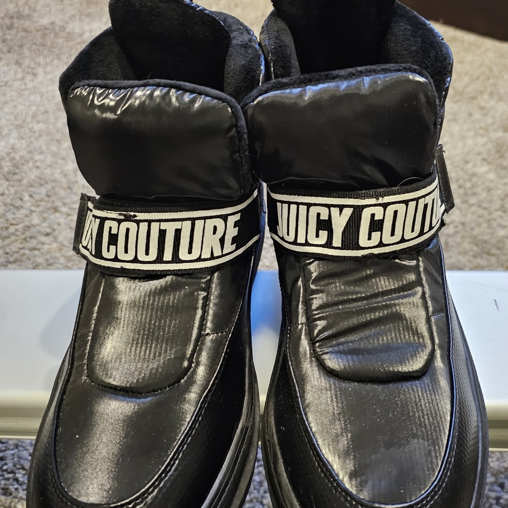 Women Juicy Couture Black Veronica Winter Platform Ankle BOOT SZ-9